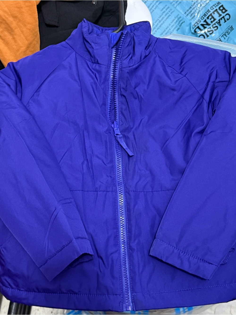 Kids XS Lightweight Blue Zip-Up Fleece Lined Jacket - All In Motion